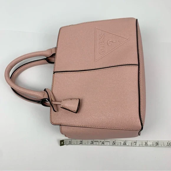 Guess Handbag Y2k Salmon Pink Double Handle Tote Satchel Bag PVC Purse - Picture 4 of 16